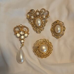 Vintage Gold and Pearl Brooch Collection